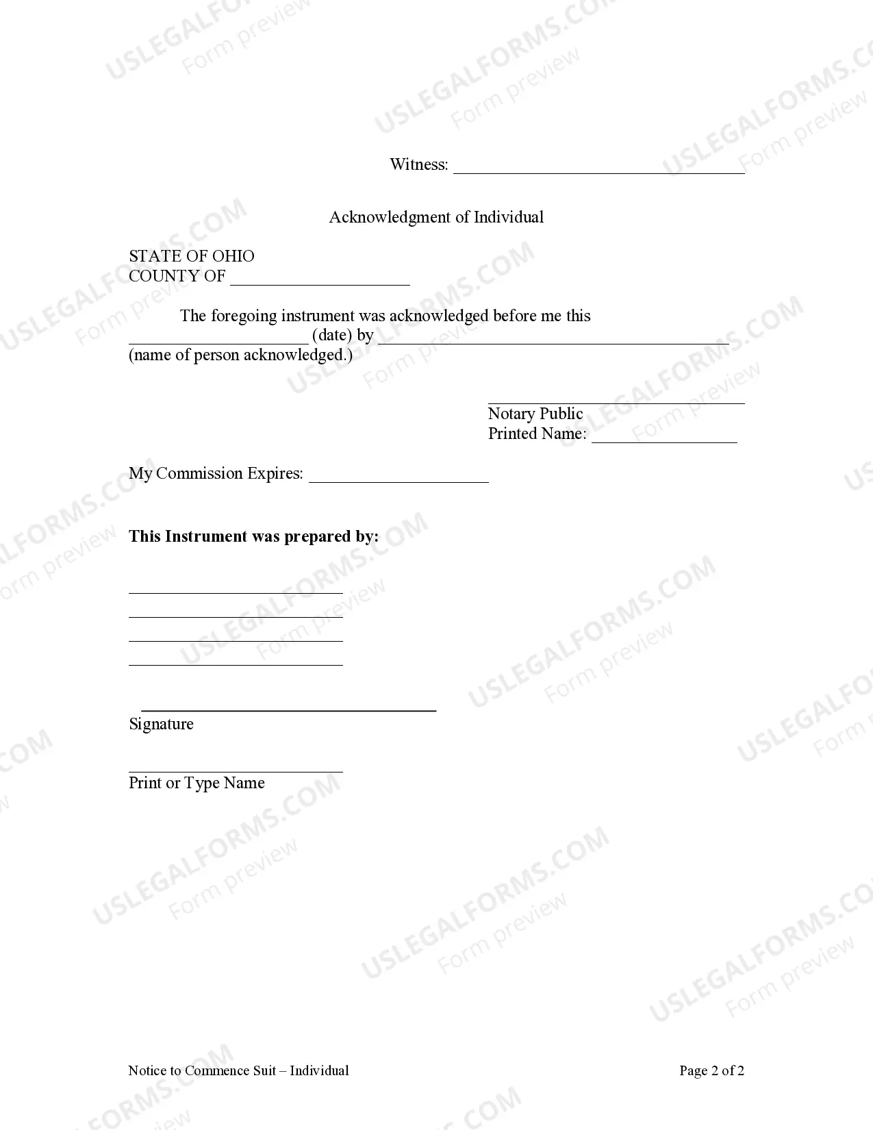 Preview Notice to Commence Suit - Individual