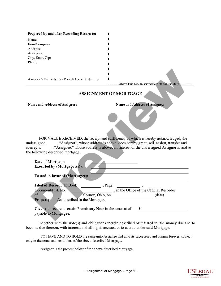 page 0 Assignment of Mortgage by Individual Mortgage Holder preview