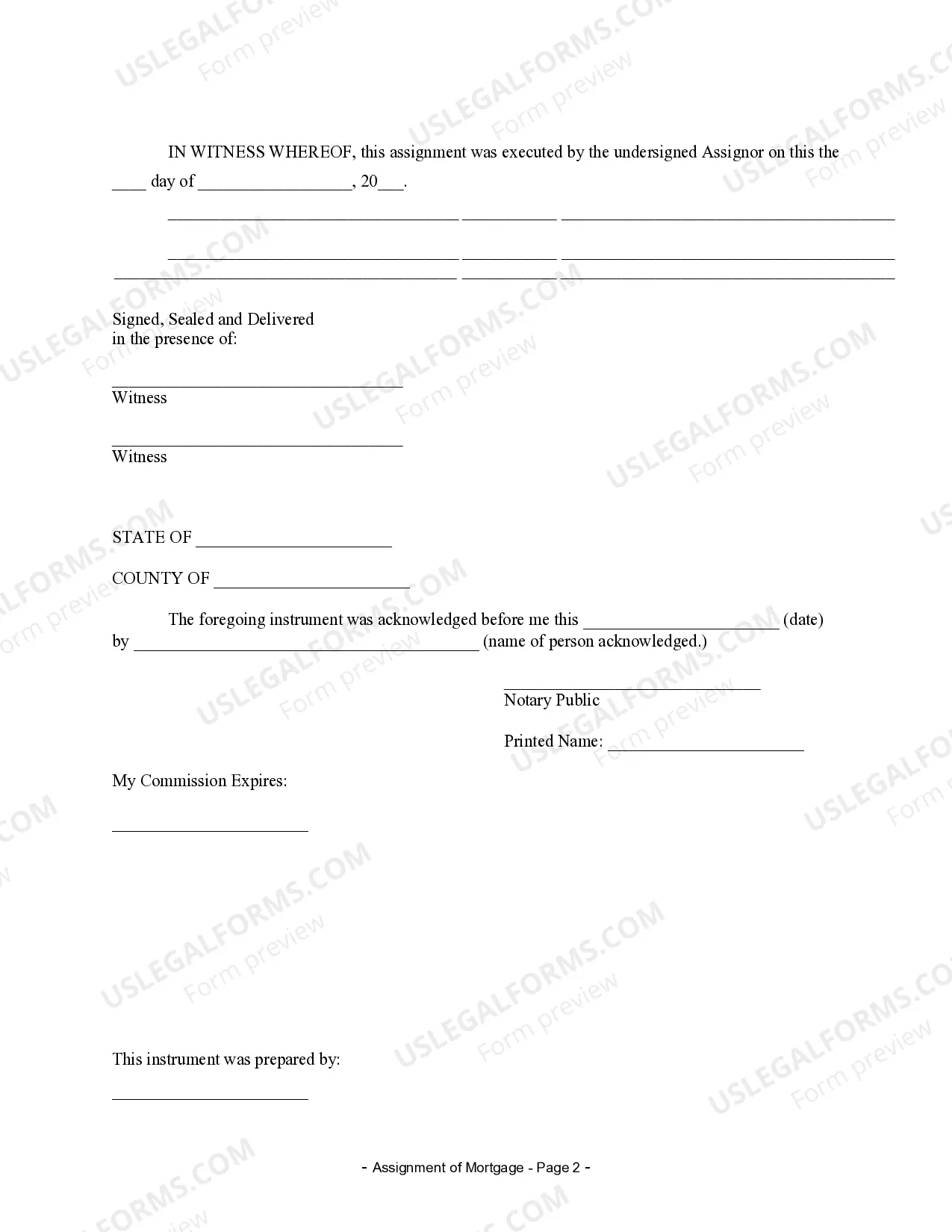 Preview Assignment of Mortgage by Individual Mortgage Holder