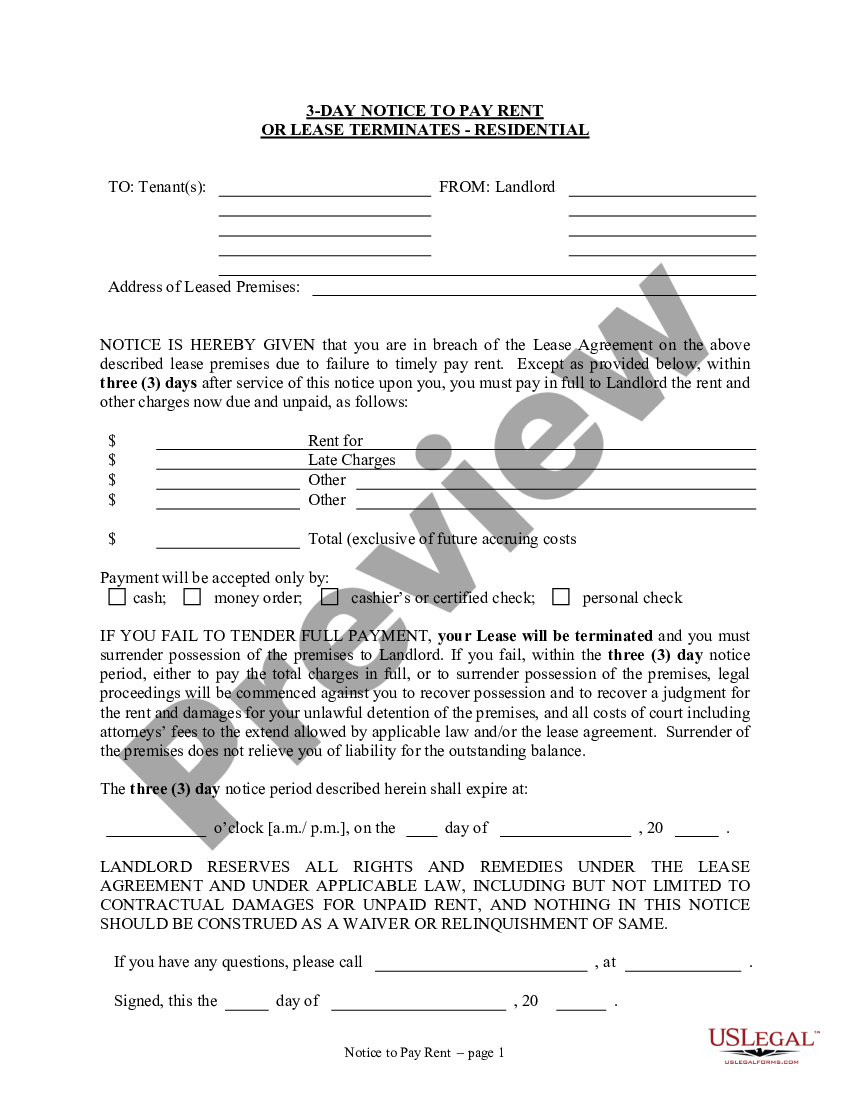 Ohio 3 Day Eviction Notice Form US Legal Forms