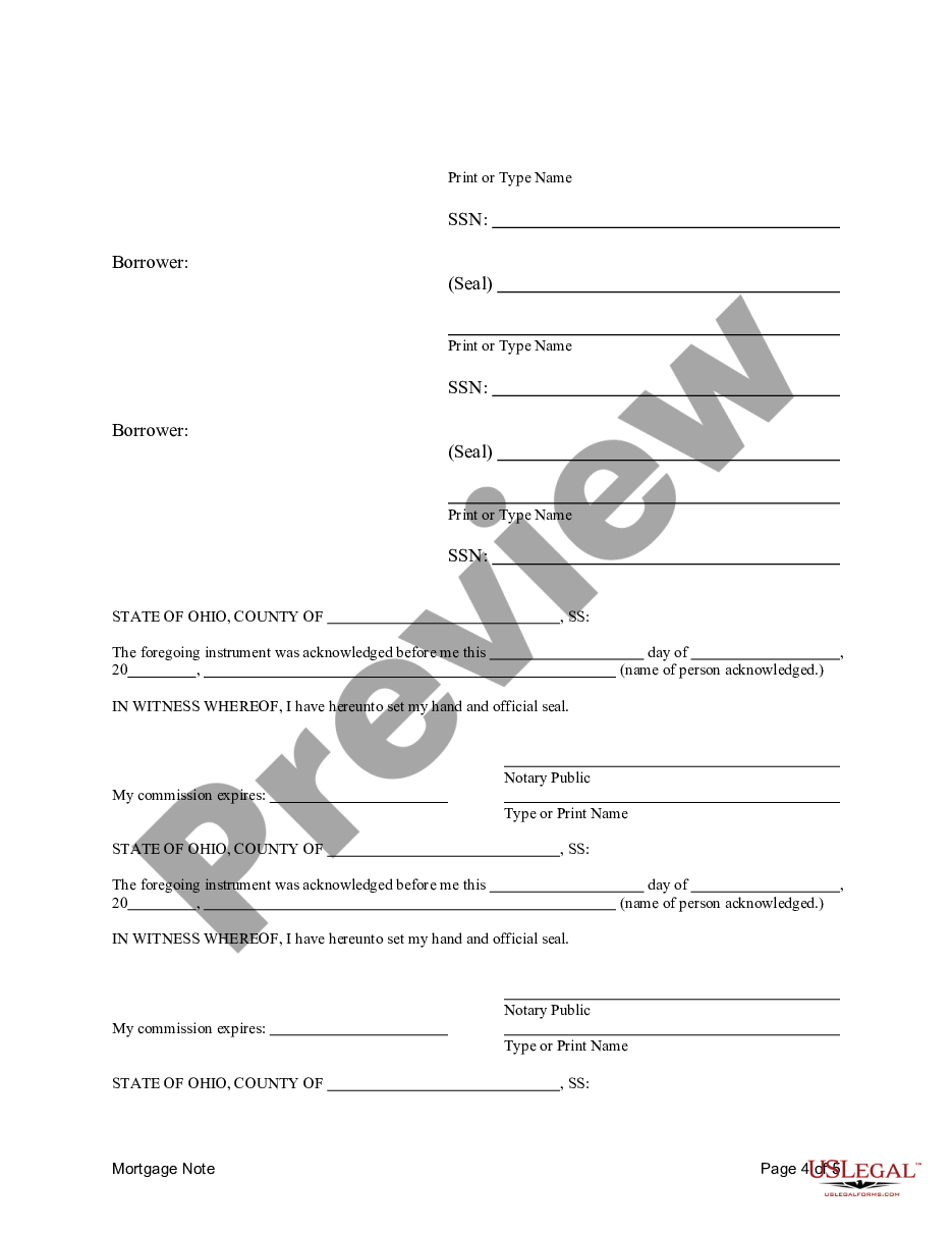 form Mortgage Note preview