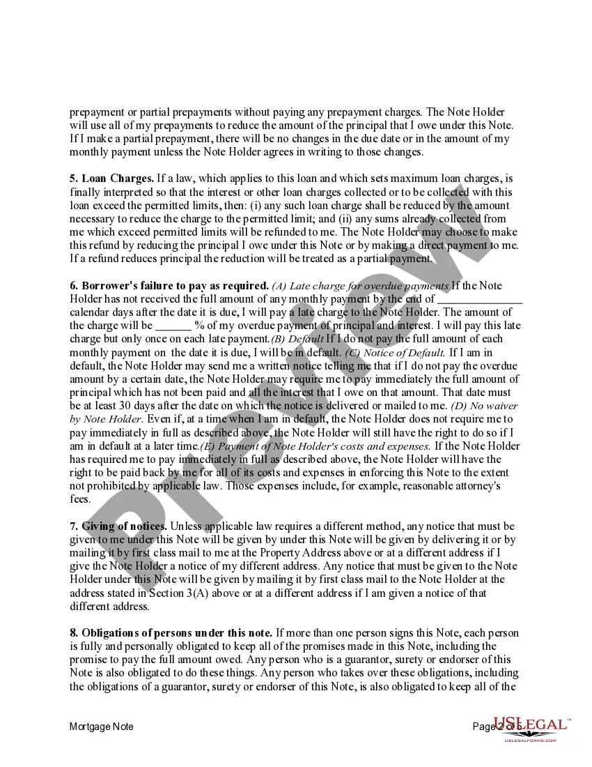 Preview Mortgage Note