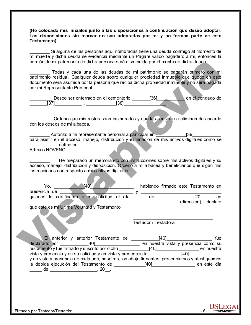 Preview Paquete de Testamentos Mutuos de Últimas Voluntades y Testamentos para Personas Solteras que conviven con Hijos Adultos