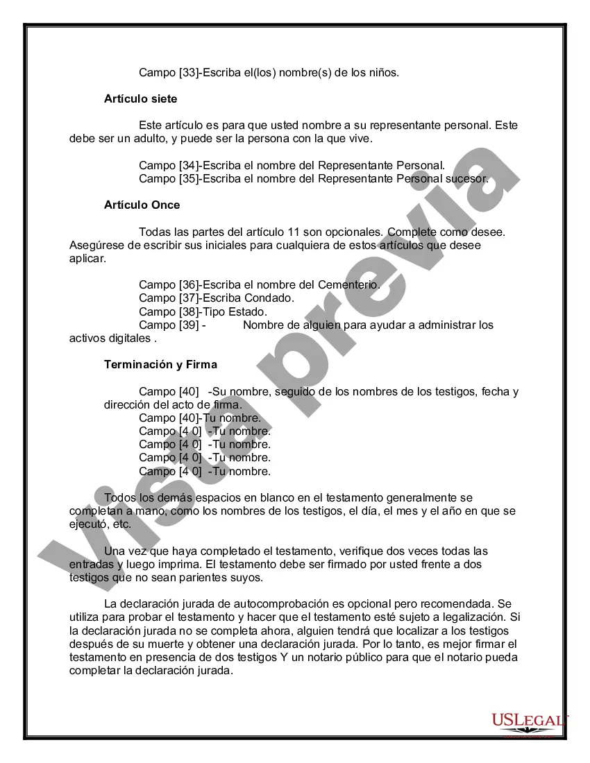 Preview Paquete de Testamentos Mutuos de Últimas Voluntades y Testamentos para Personas Solteras que conviven con Hijos Adultos