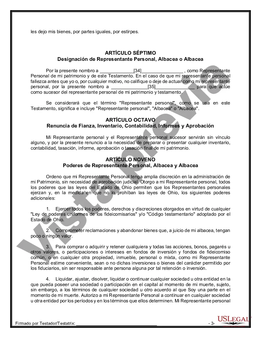 Preview Paquete de Testamentos Mutuos de Últimas Voluntades y Testamentos para Personas Solteras que conviven con Hijos Adultos