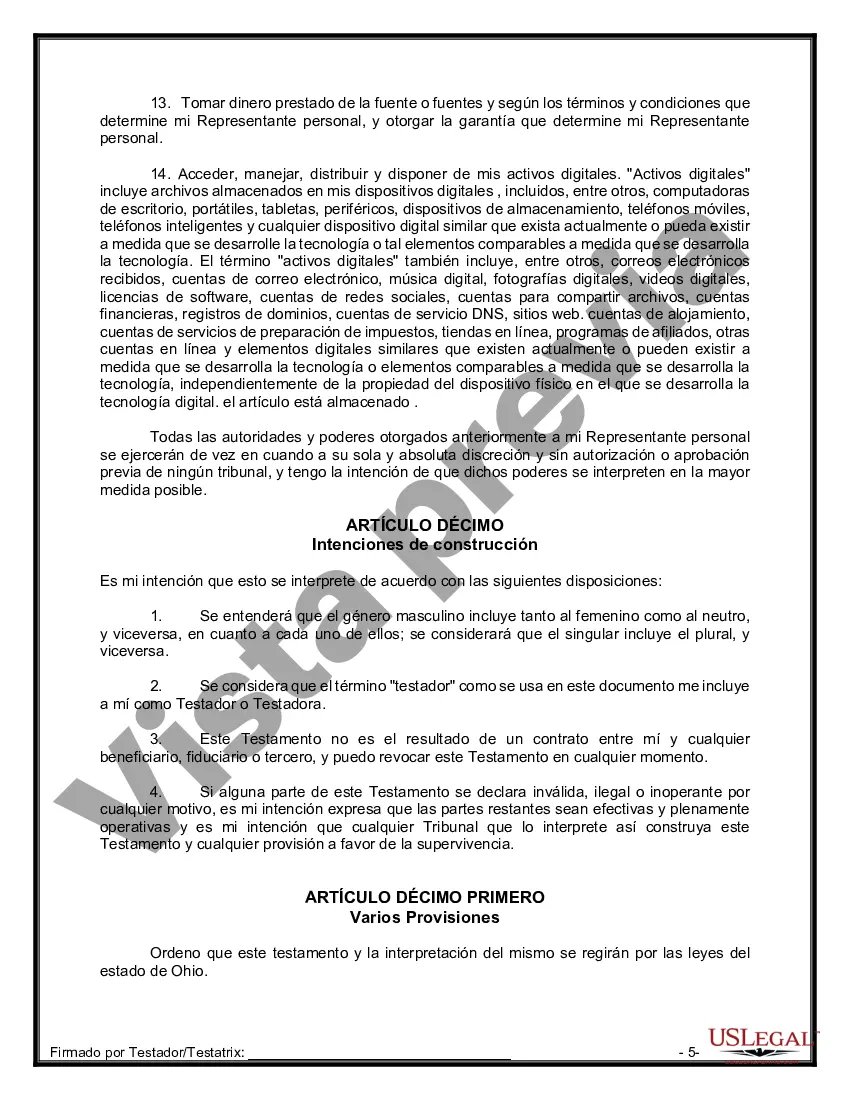 Preview Paquete de Testamentos Mutuos de Últimas Voluntades y Testamentos para Personas Solteras que conviven con Hijos Adultos