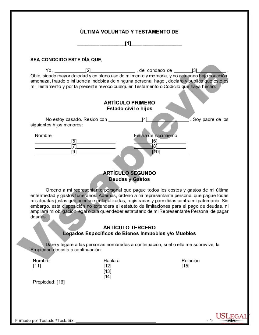 Preview Testamentos Mutuos o Últimas Voluntades y Testamentos para Personas Solteras que conviven con Hijos Menores