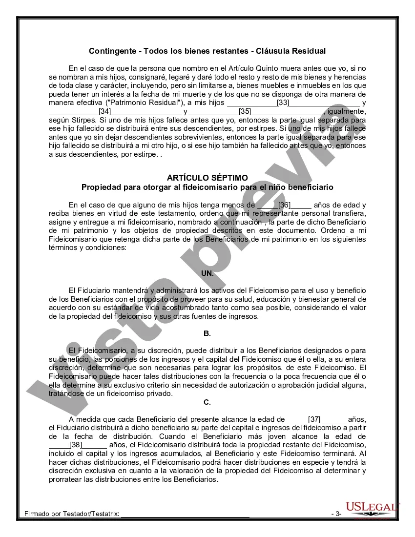 Preview Testamentos Mutuos o Últimas Voluntades y Testamentos para Personas Solteras que conviven con Hijos Menores