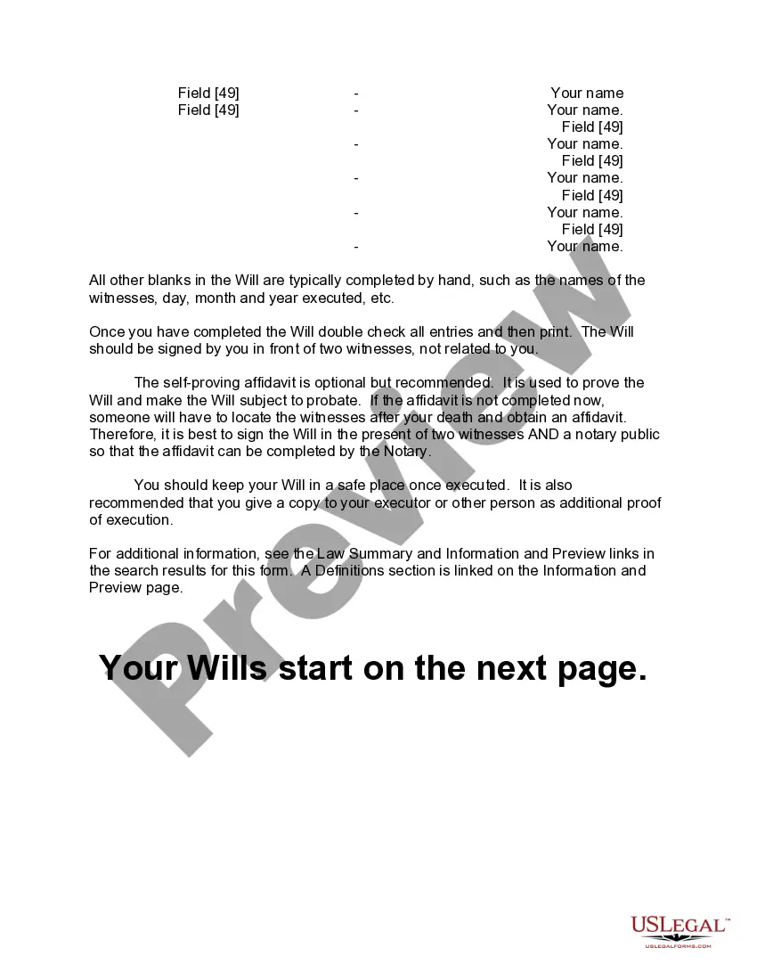 Preview Mutual Wills or Last Will and Testaments for Man and Woman living together, not Married with Minor Children