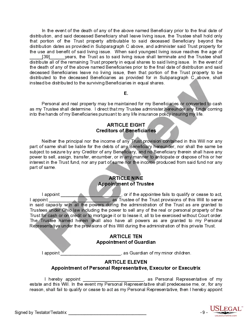Preview Mutual Wills or Last Will and Testaments for Man and Woman living together, not Married with Minor Children
