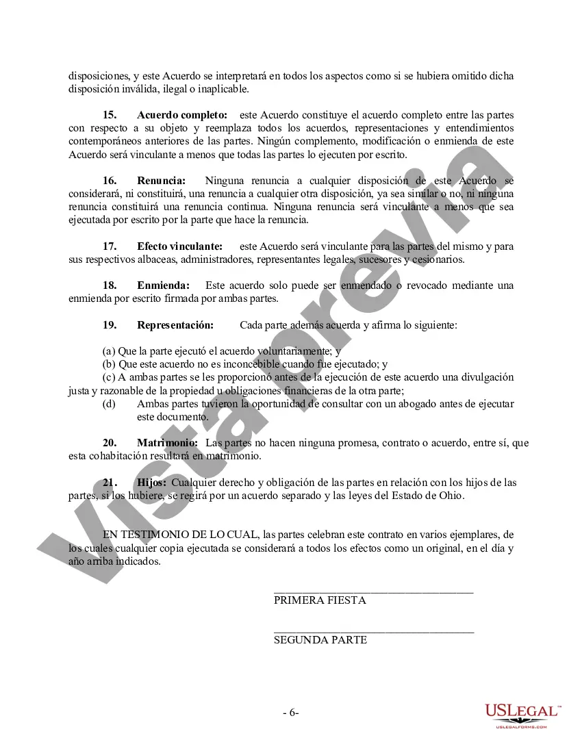 Preview Acuerdo de convivencia no marital de convivencia