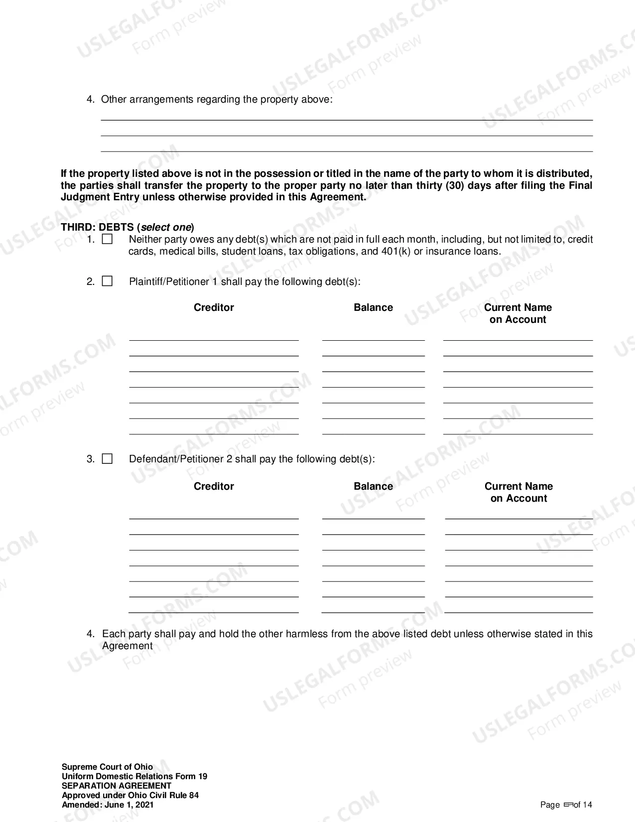 Preview Separation Agreement