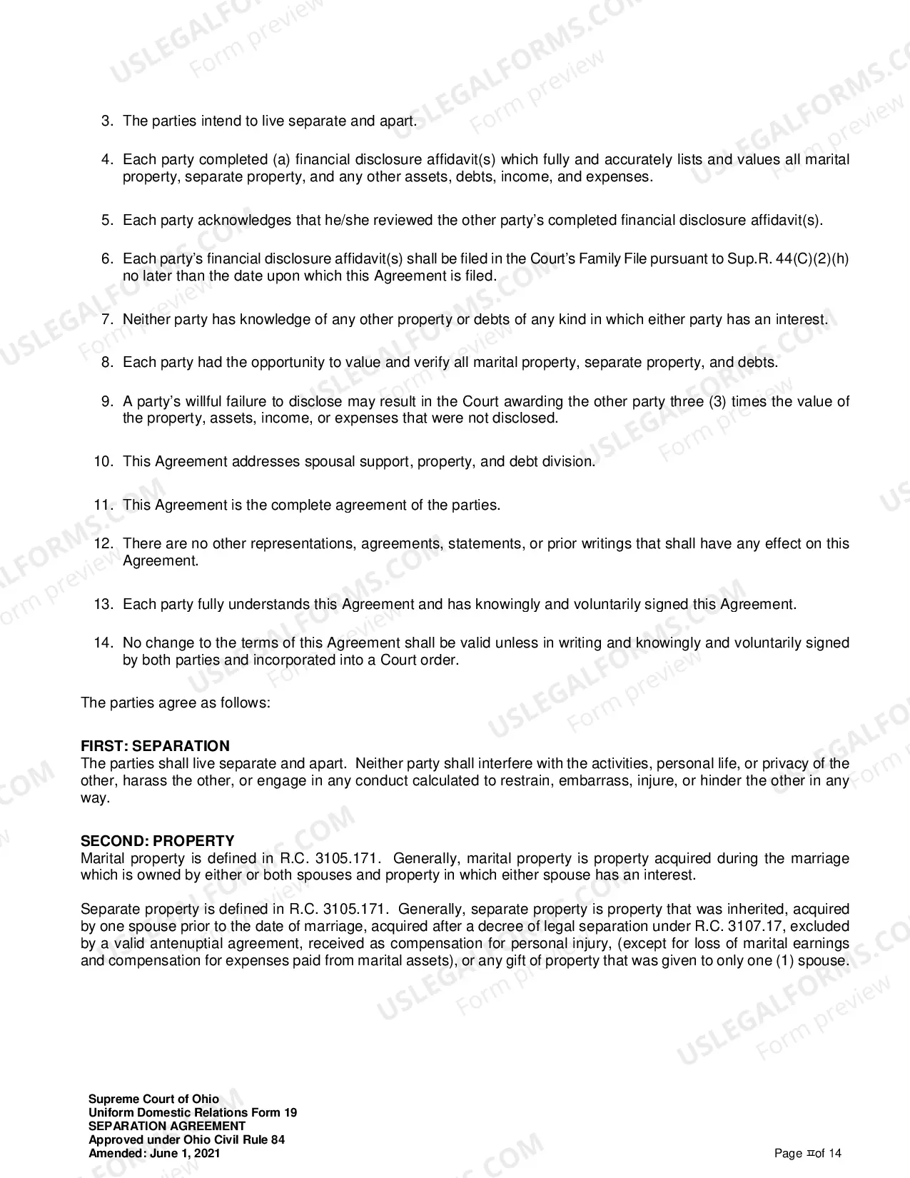 Preview Separation Agreement