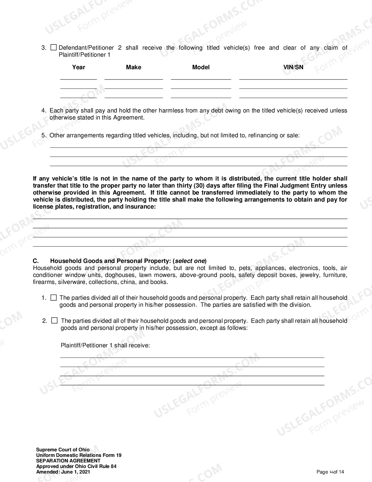Preview Separation Agreement