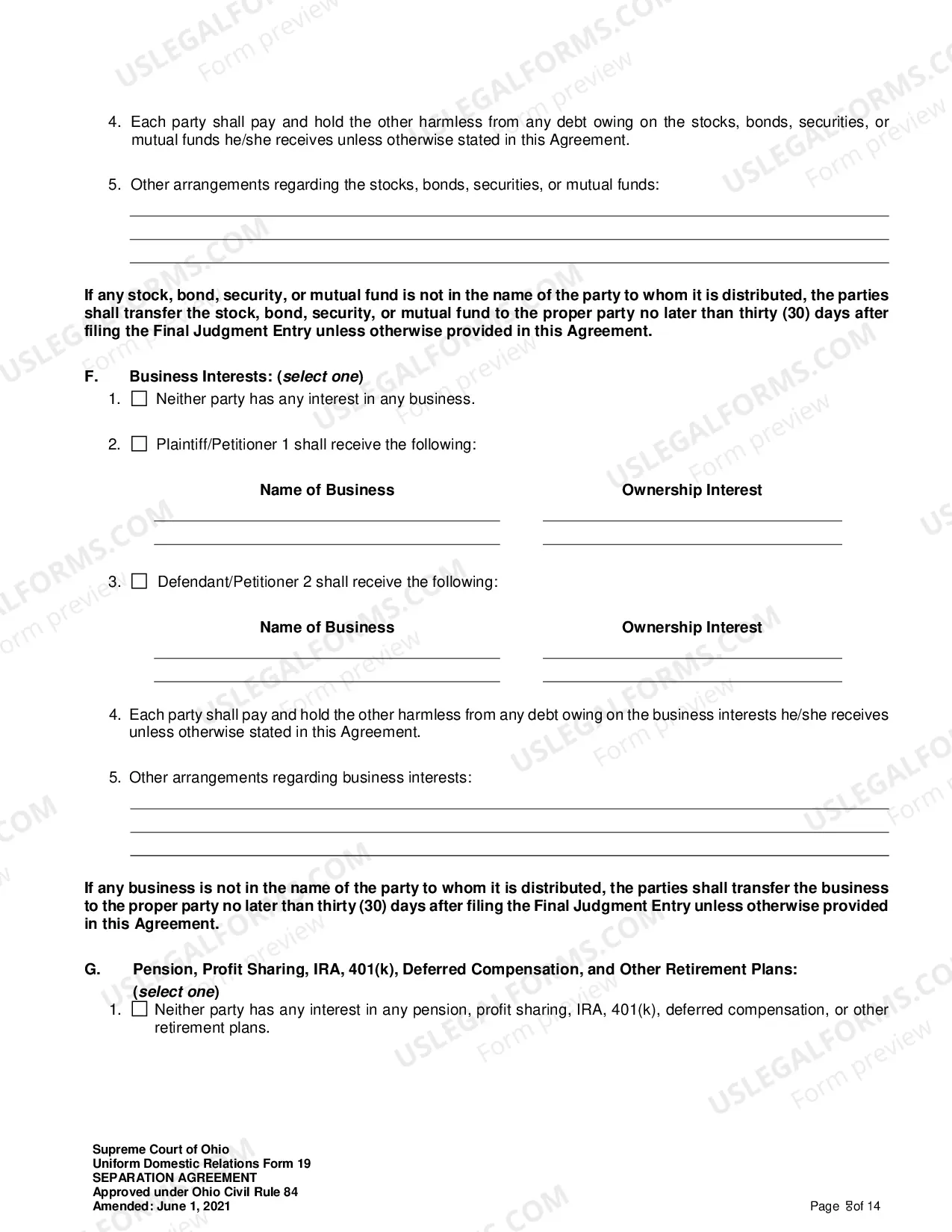 Preview Separation Agreement