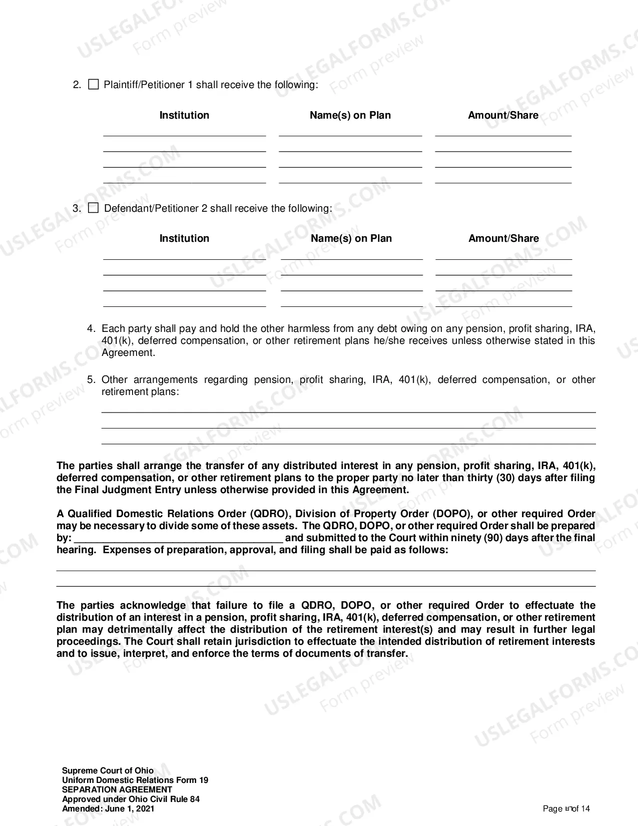 Preview Separation Agreement