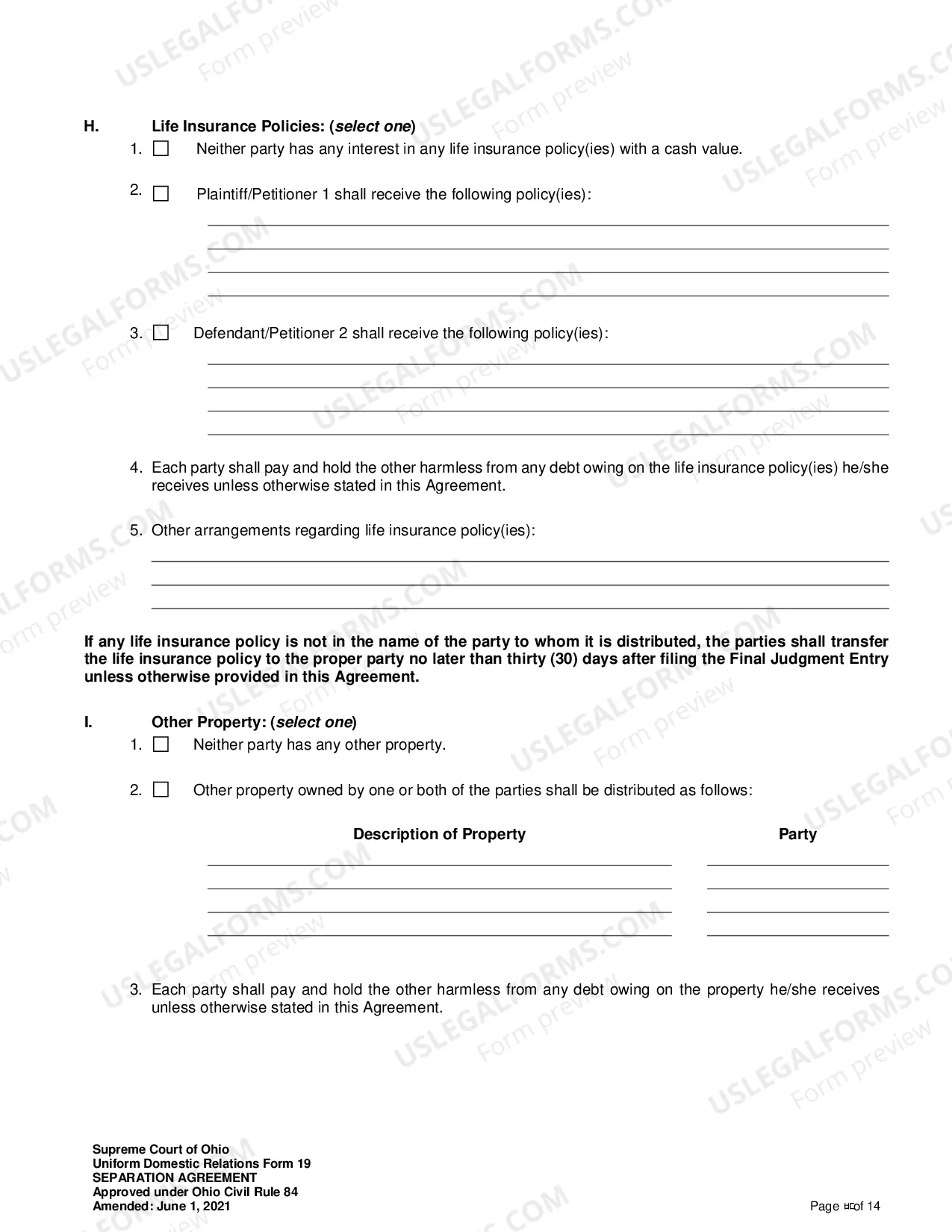 Preview Separation Agreement