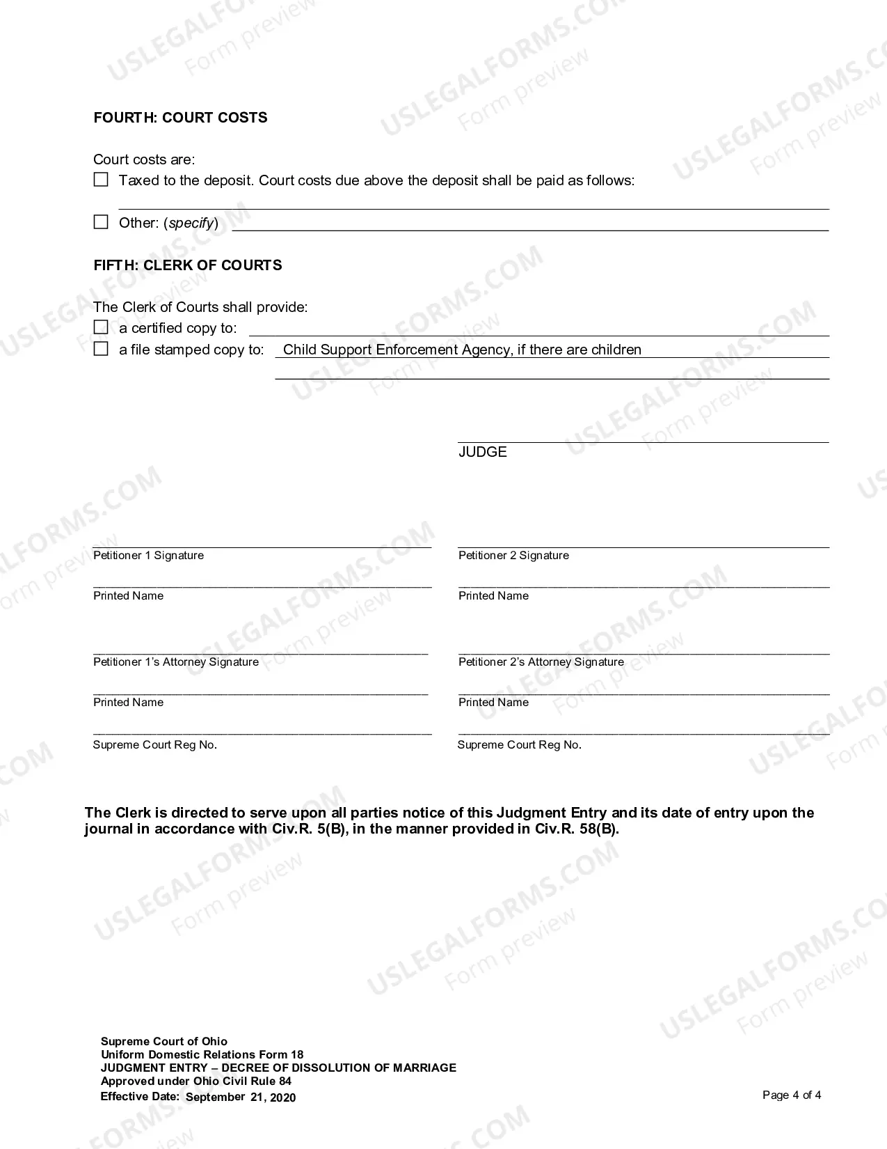 Preview Judgment Entry of Dissolution of Marriage with Adult Children