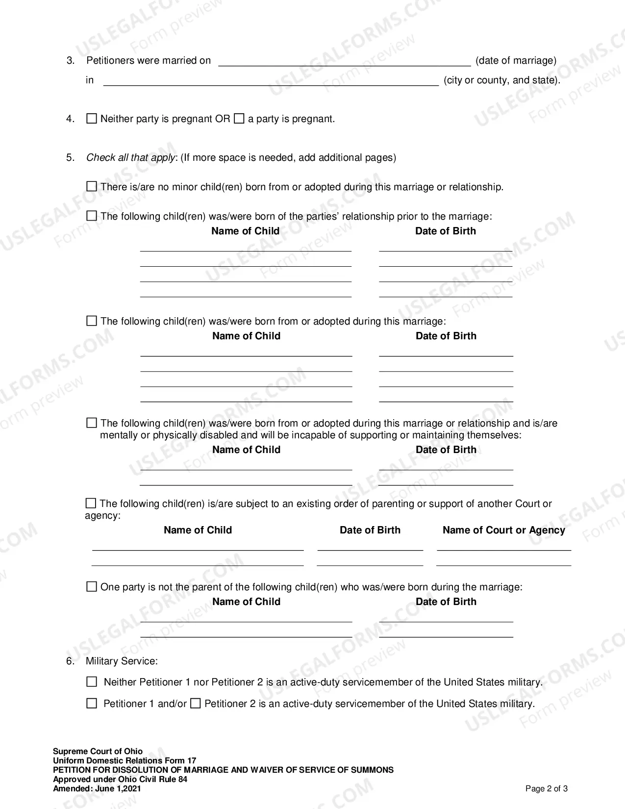 Preview Petition for Dissolution of Marriage with Minor Children