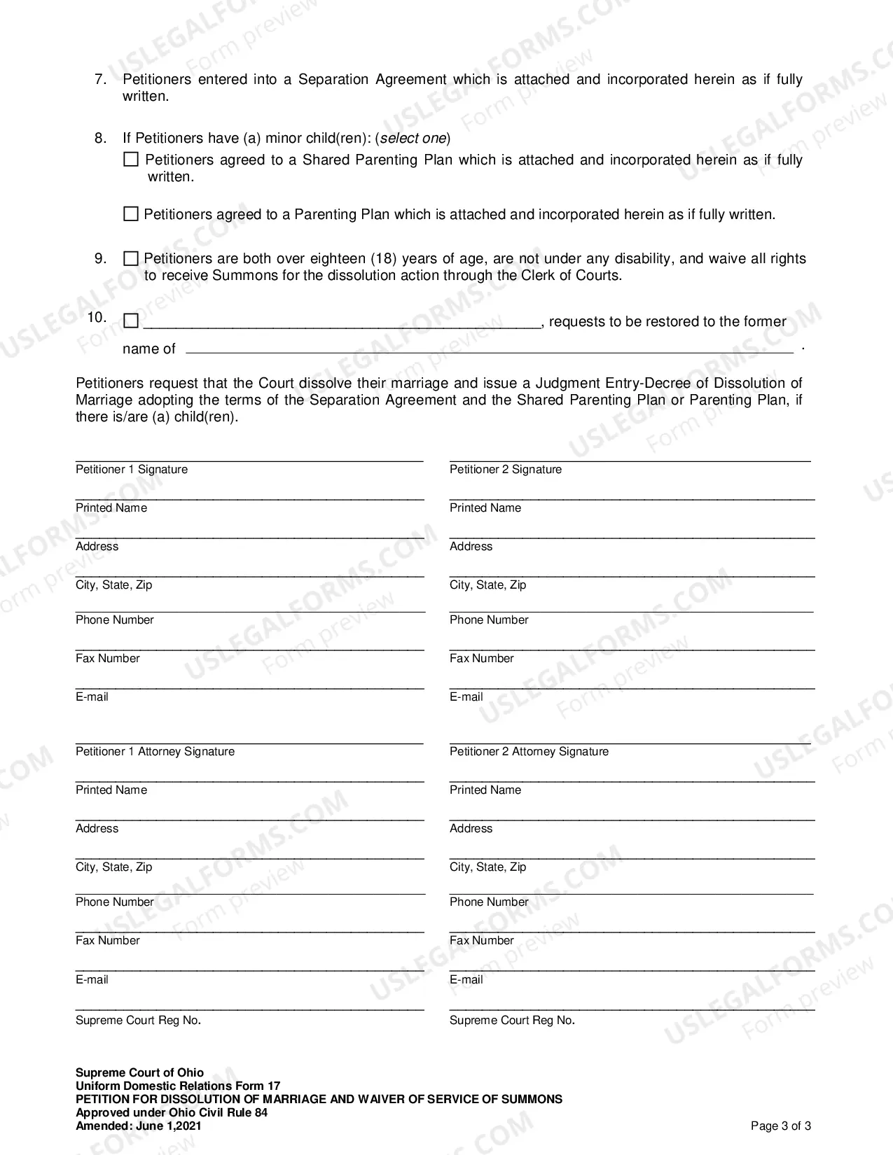 Preview Petition for Dissolution of Marriage with Minor Children