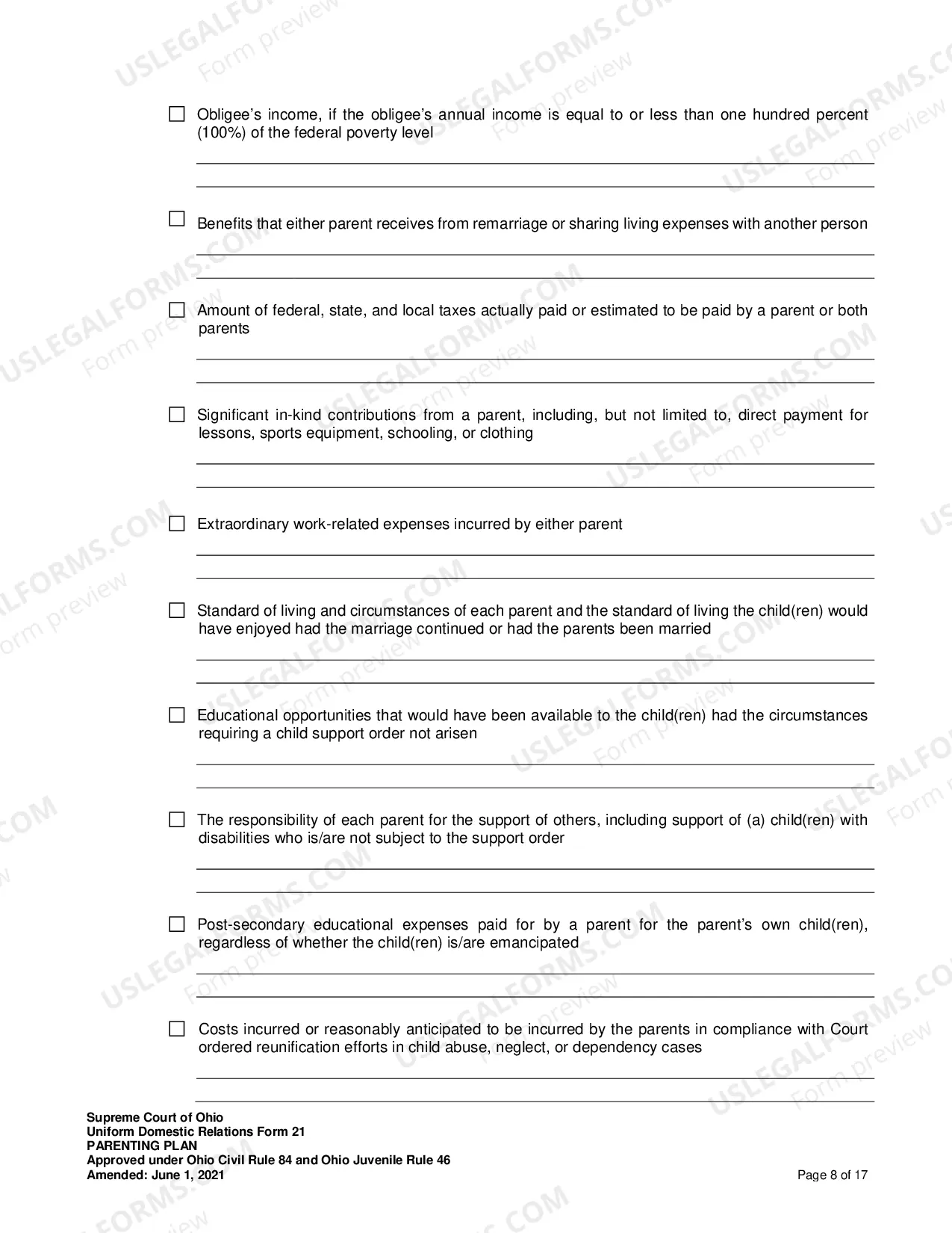 Preview Parenting Plan