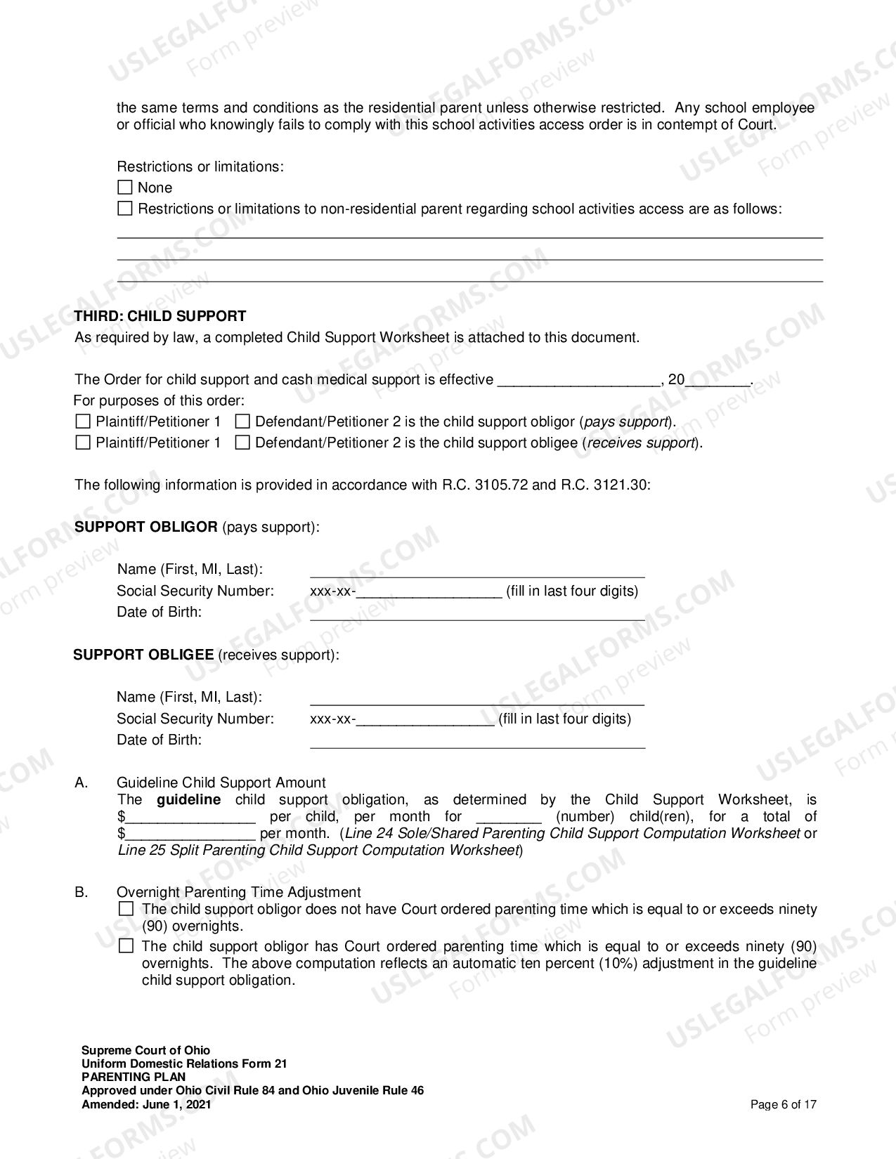 Ohio Child Support Worksheet For Parenting Ohio Child Support