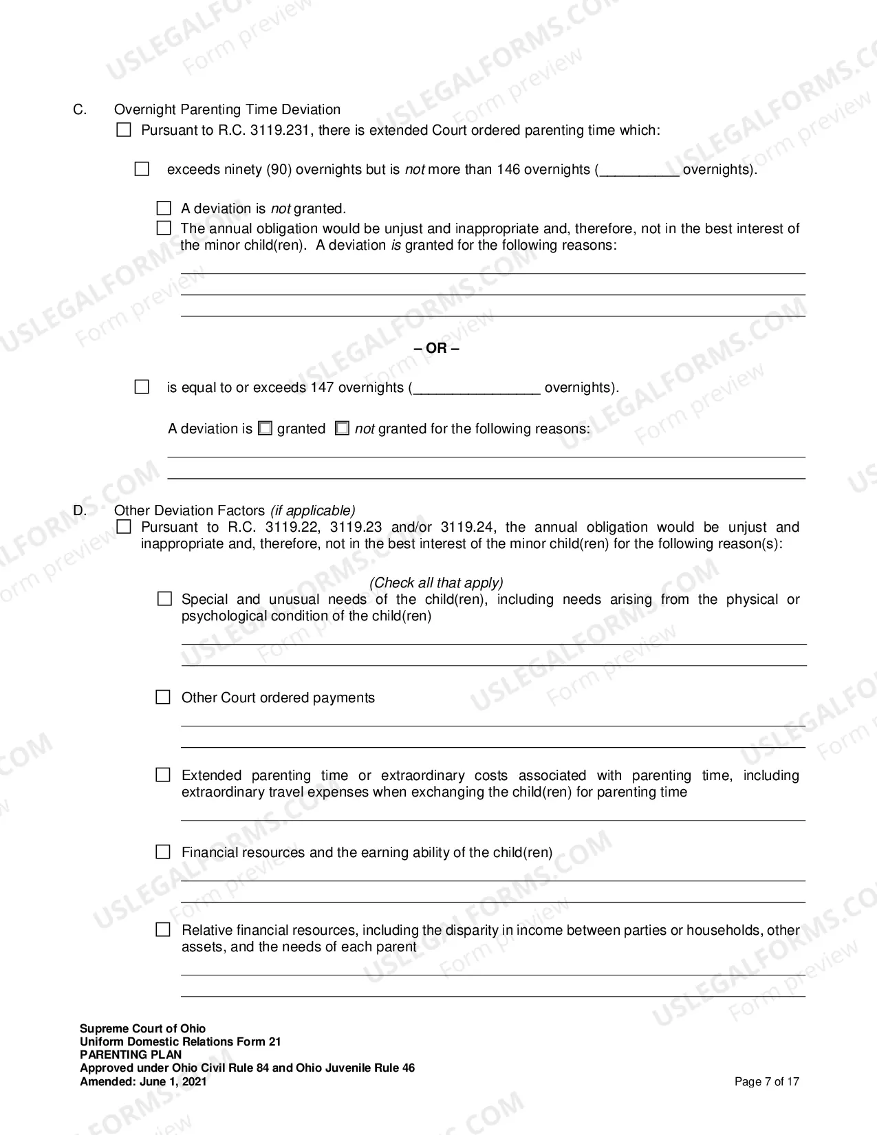 Preview Shared Parenting Plan
