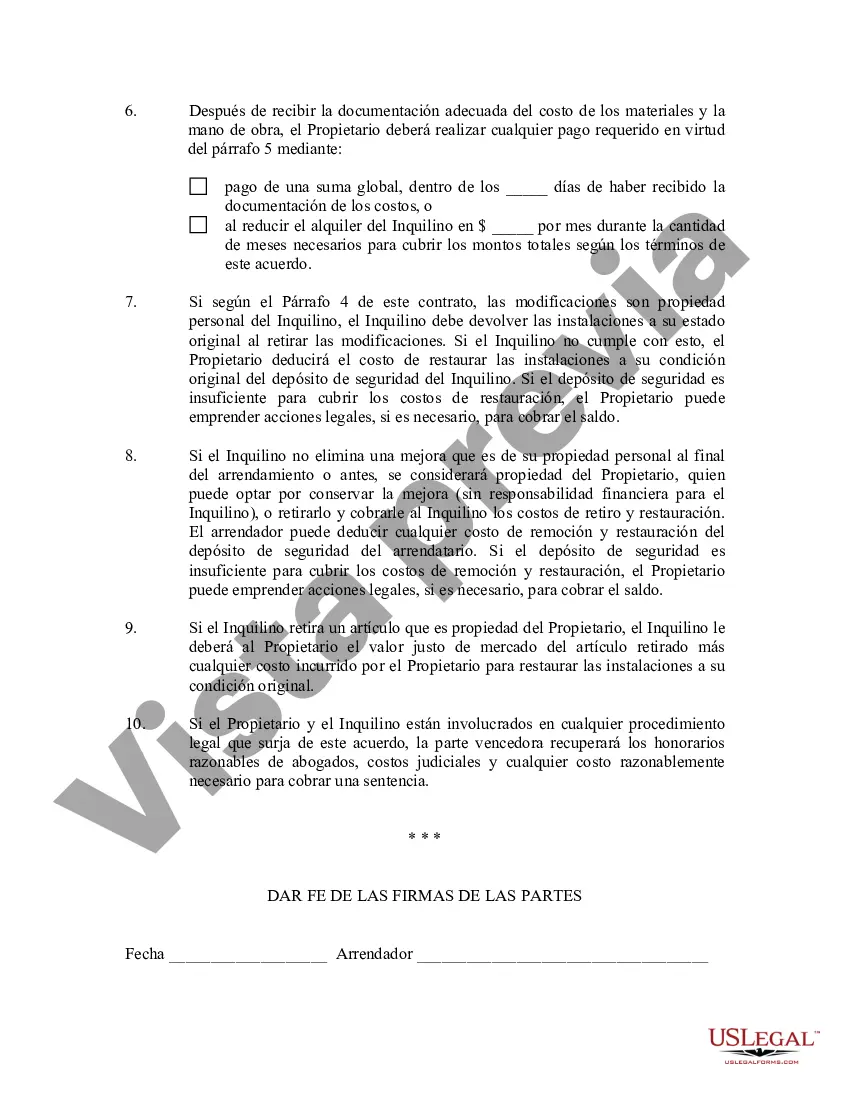 Preview Acuerdo del arrendador para permitir modificaciones del inquilino a las instalaciones