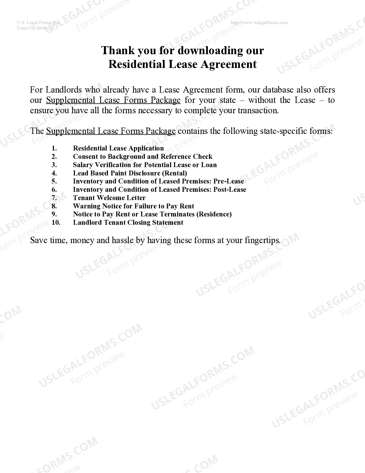 Preview Residential Lease or Rental Agreement for Month to Month