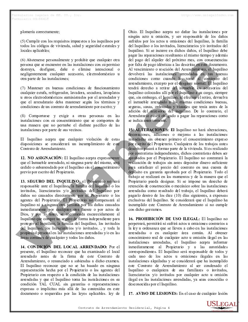 Preview Contrato de arrendamiento de alquiler residencial