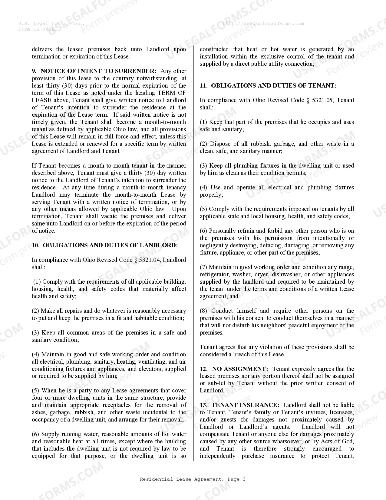 Preview Residential Rental Lease Agreement