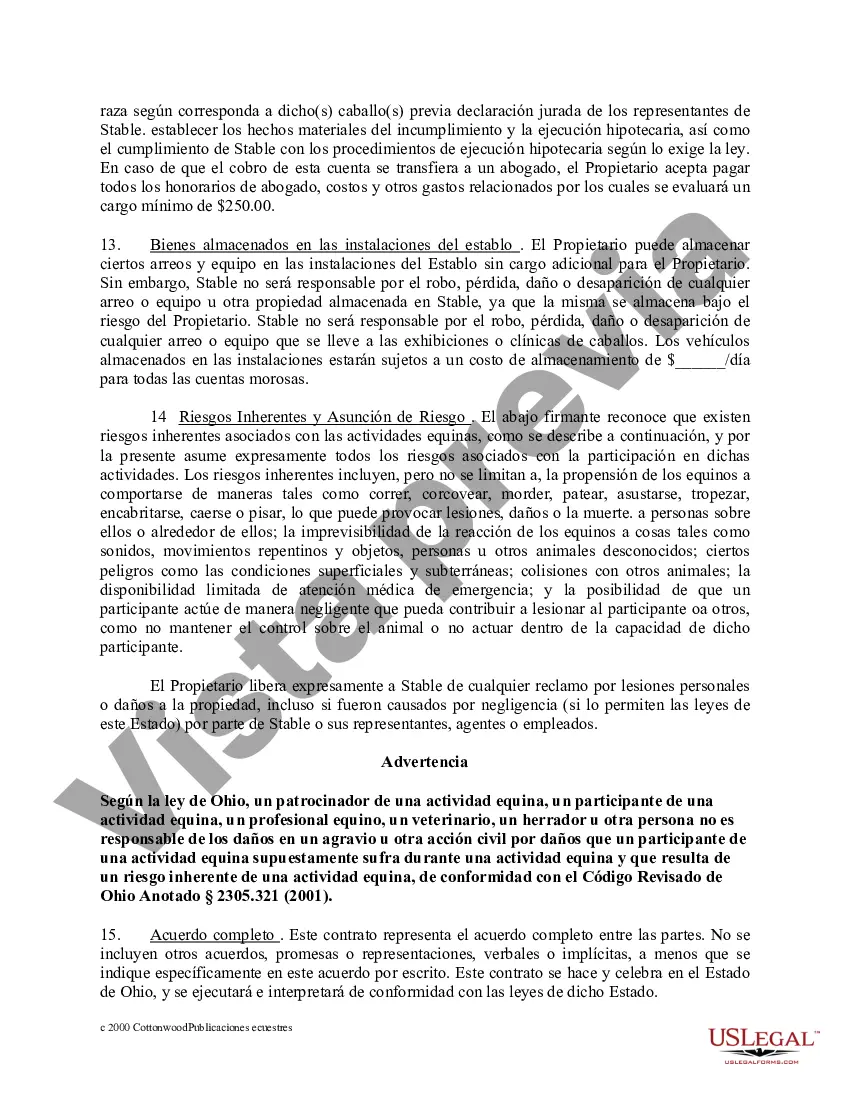 Preview Paquete de formularios equinos de caballos de Ohio