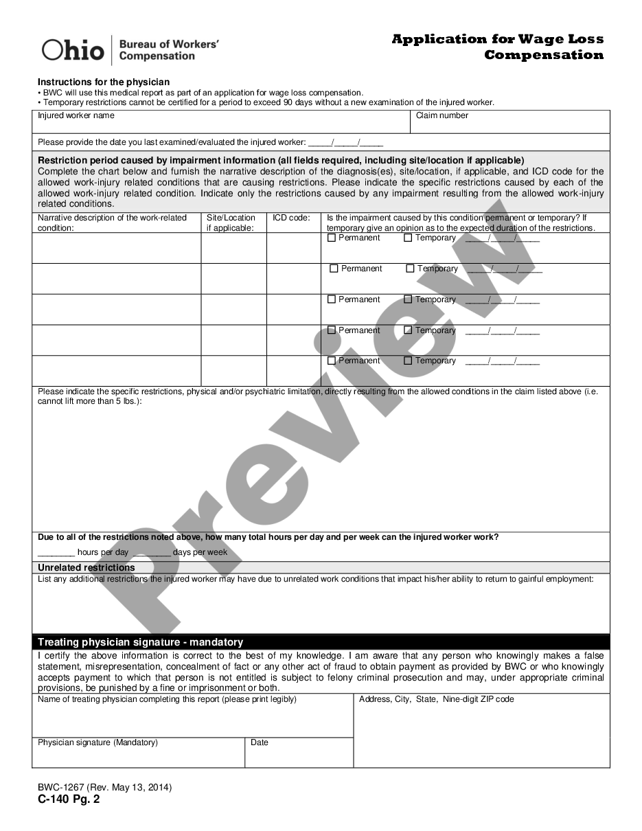 page 1 Application for Wage Loss Compensation for Workers' Compensation preview