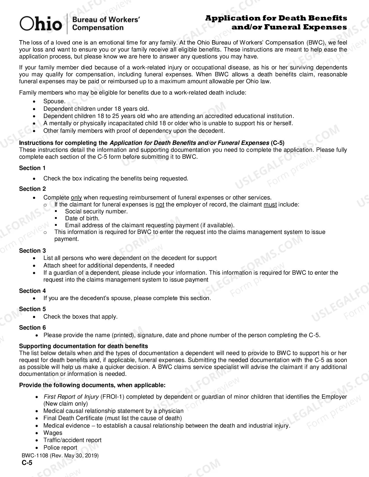 Preview Additional Information for Death Benefits for Workers' Compensation