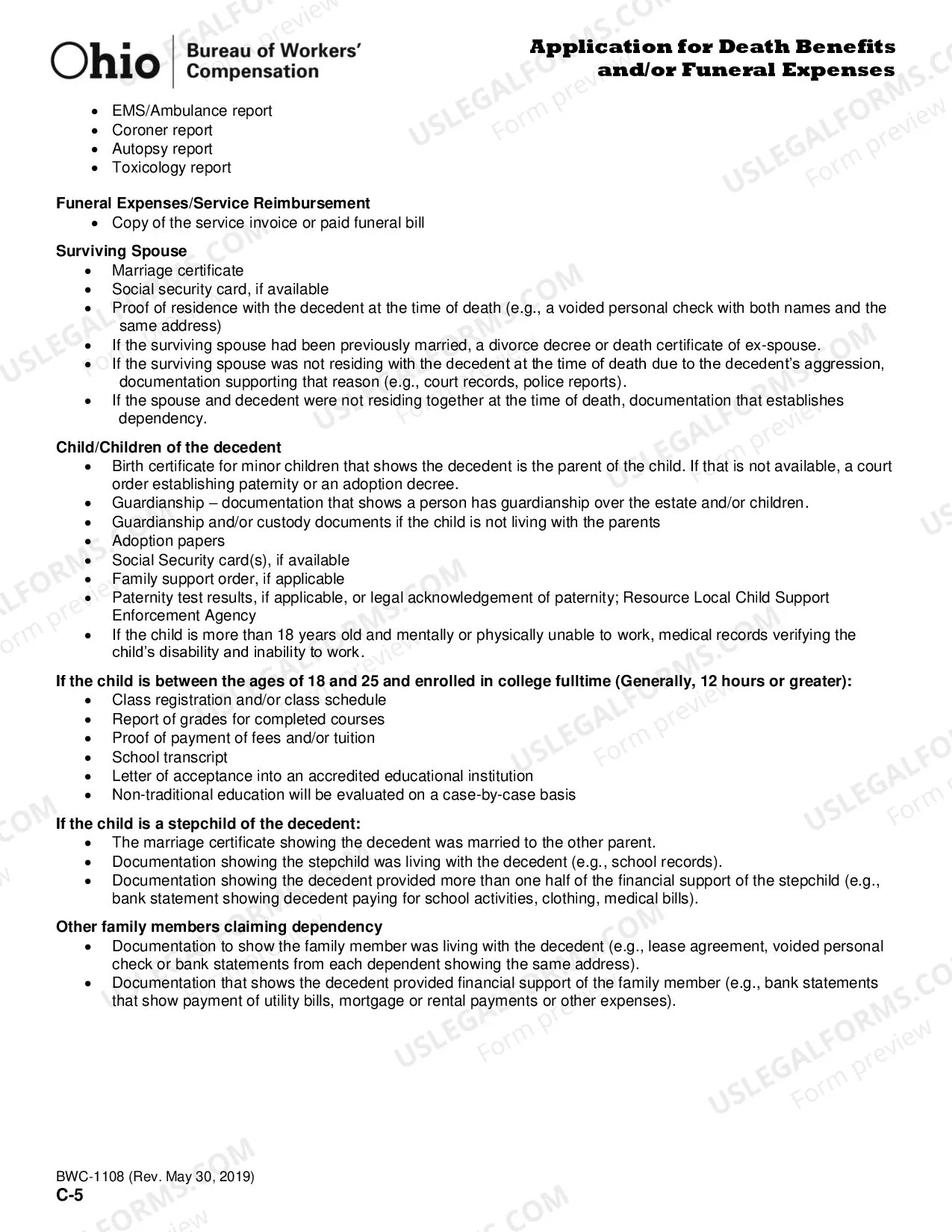 Preview Additional Information for Death Benefits for Workers' Compensation