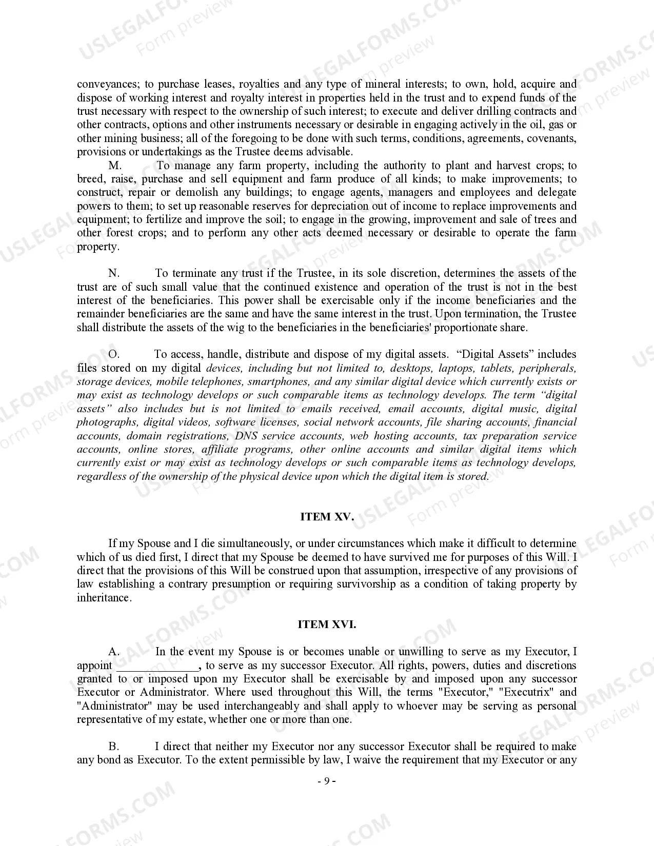 Preview Complex Will with Credit Shelter Marital Trust for Large Estates