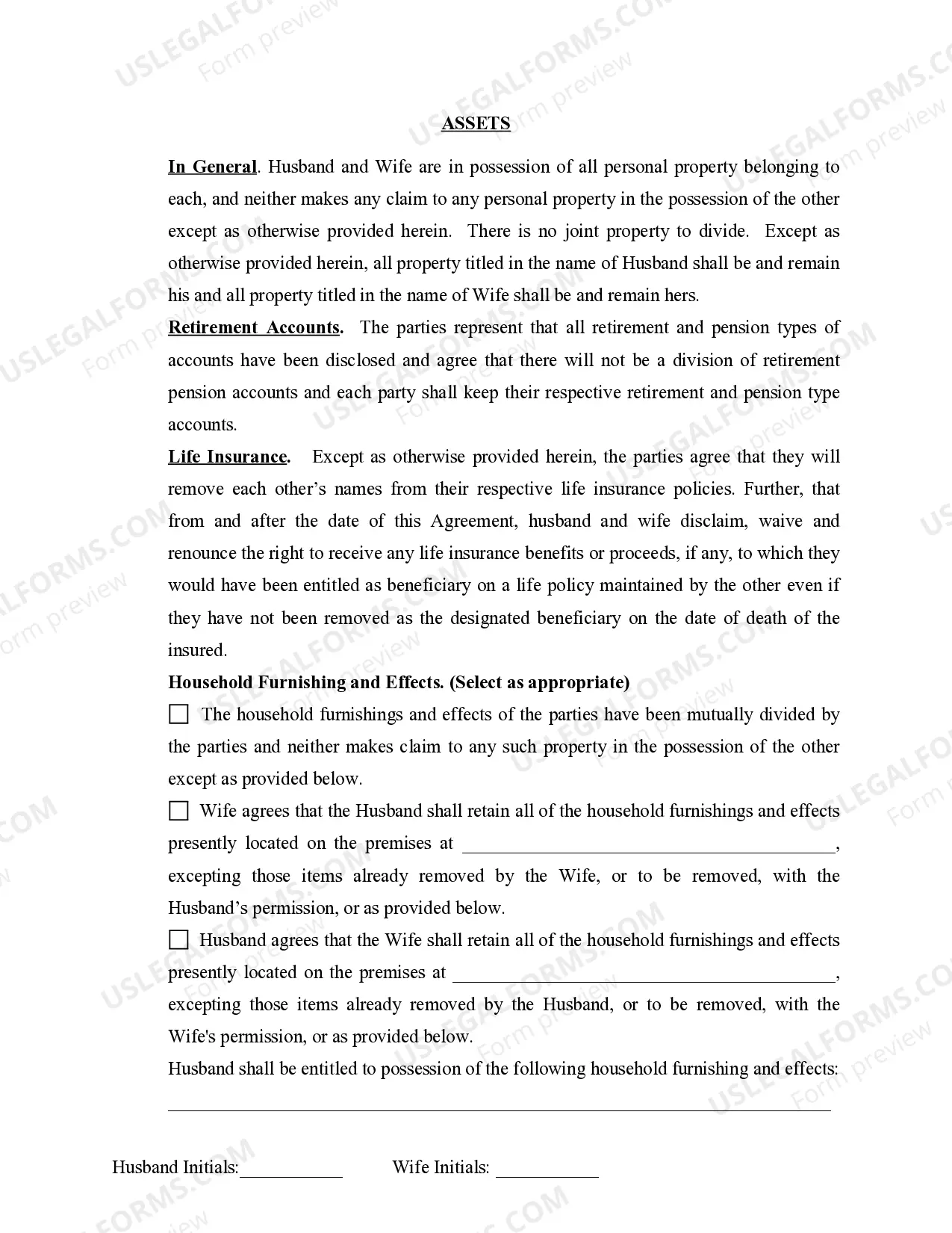 Preview Marital Domestic Separation and Property Settlement Agreement Minor Children no Joint Property or Debts effective Immediately
