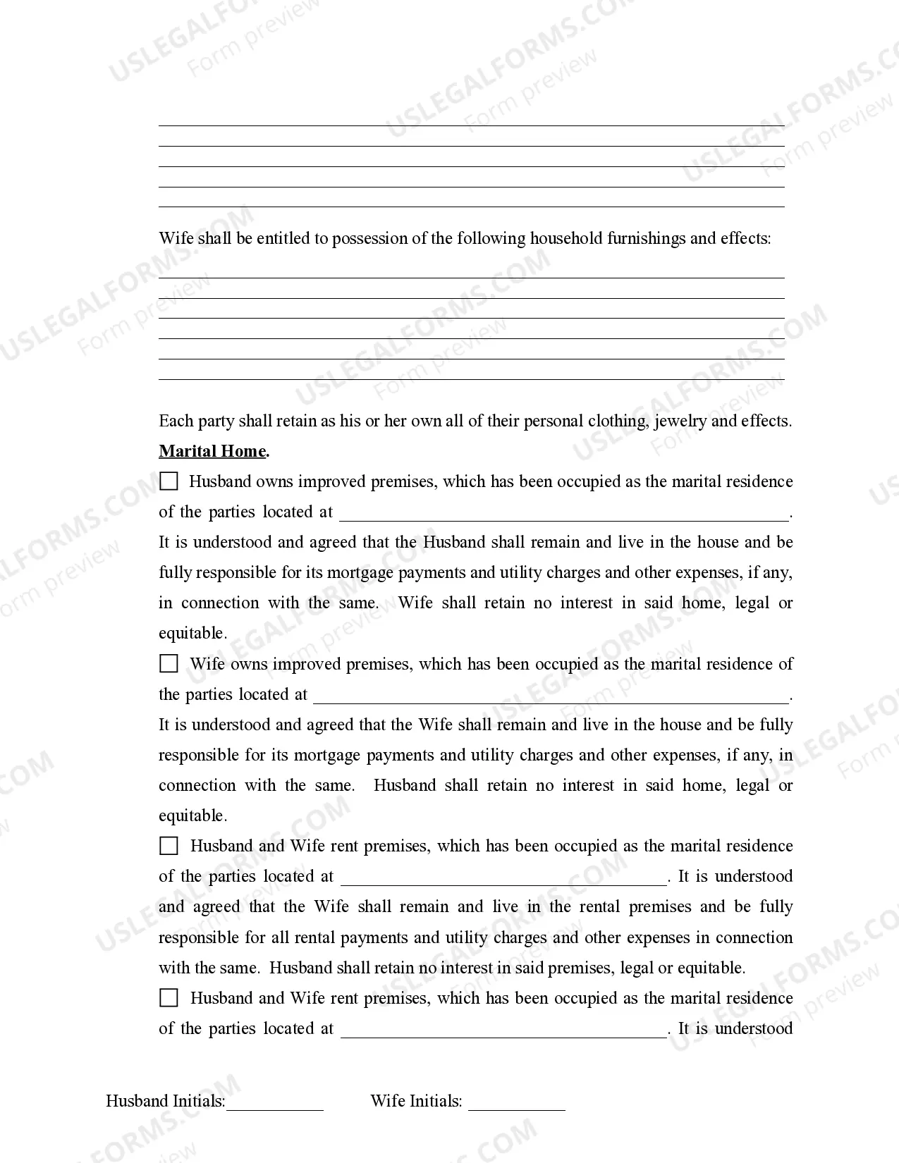 Preview Marital Domestic Separation and Property Settlement Agreement Minor Children no Joint Property or Debts effective Immediately