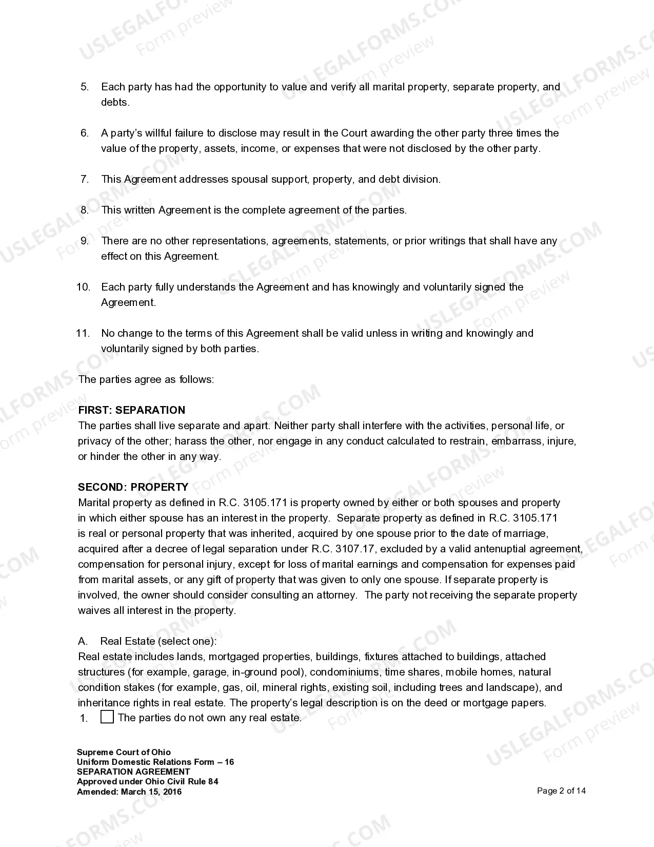 Preview Marital Domestic Separation and Property Settlement Agreement Minor Children Parties May have Joint Property or Debts effective Immediately