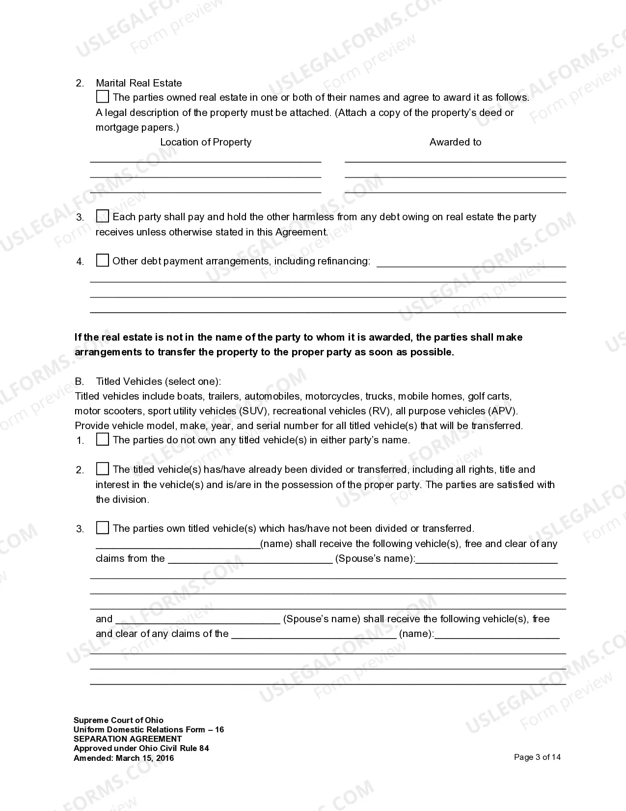 Preview Marital Domestic Separation and Property Settlement Agreement Minor Children Parties May have Joint Property or Debts effective Immediately