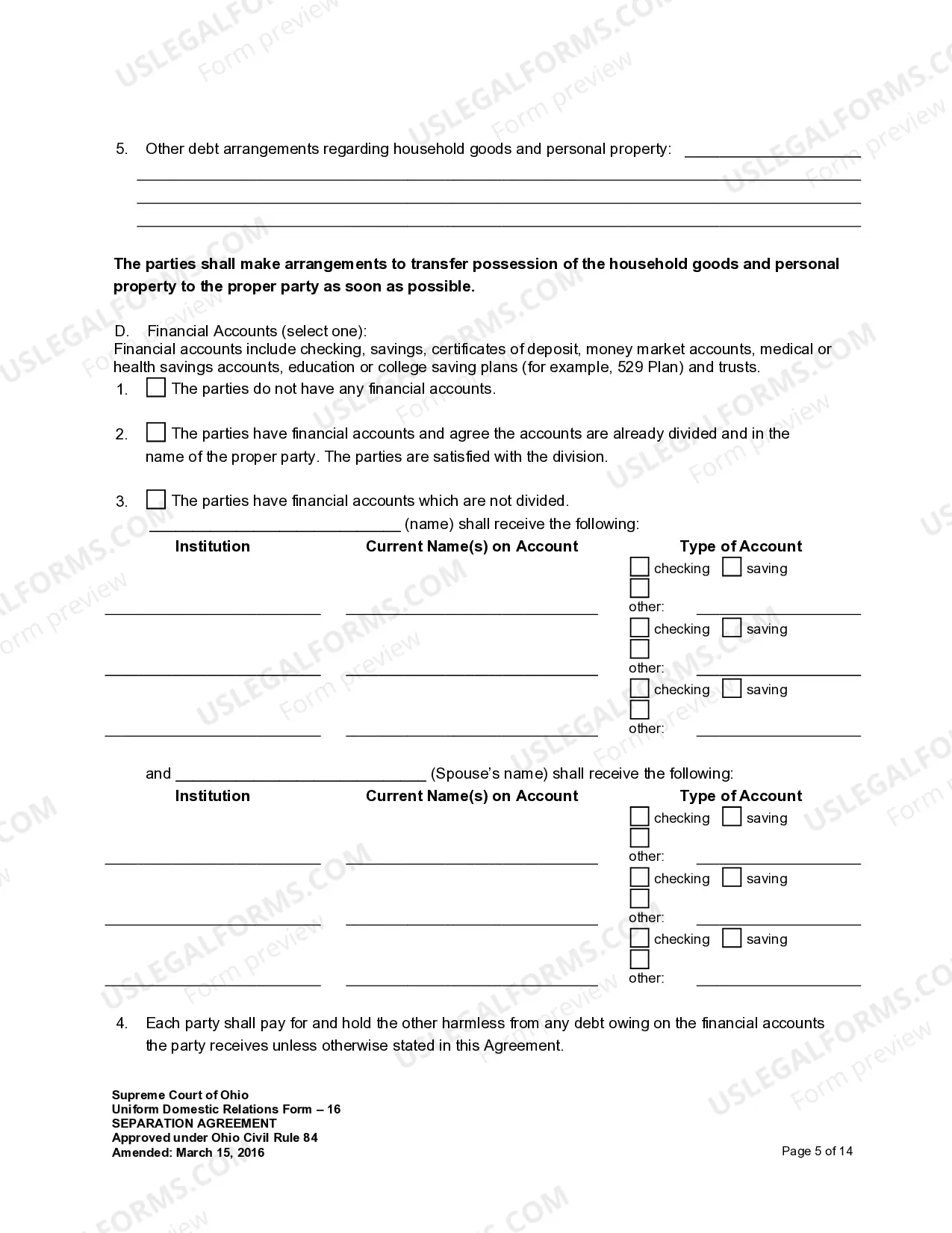 Preview Marital Domestic Separation and Property Settlement Agreement Minor Children Parties May have Joint Property or Debts effective Immediately