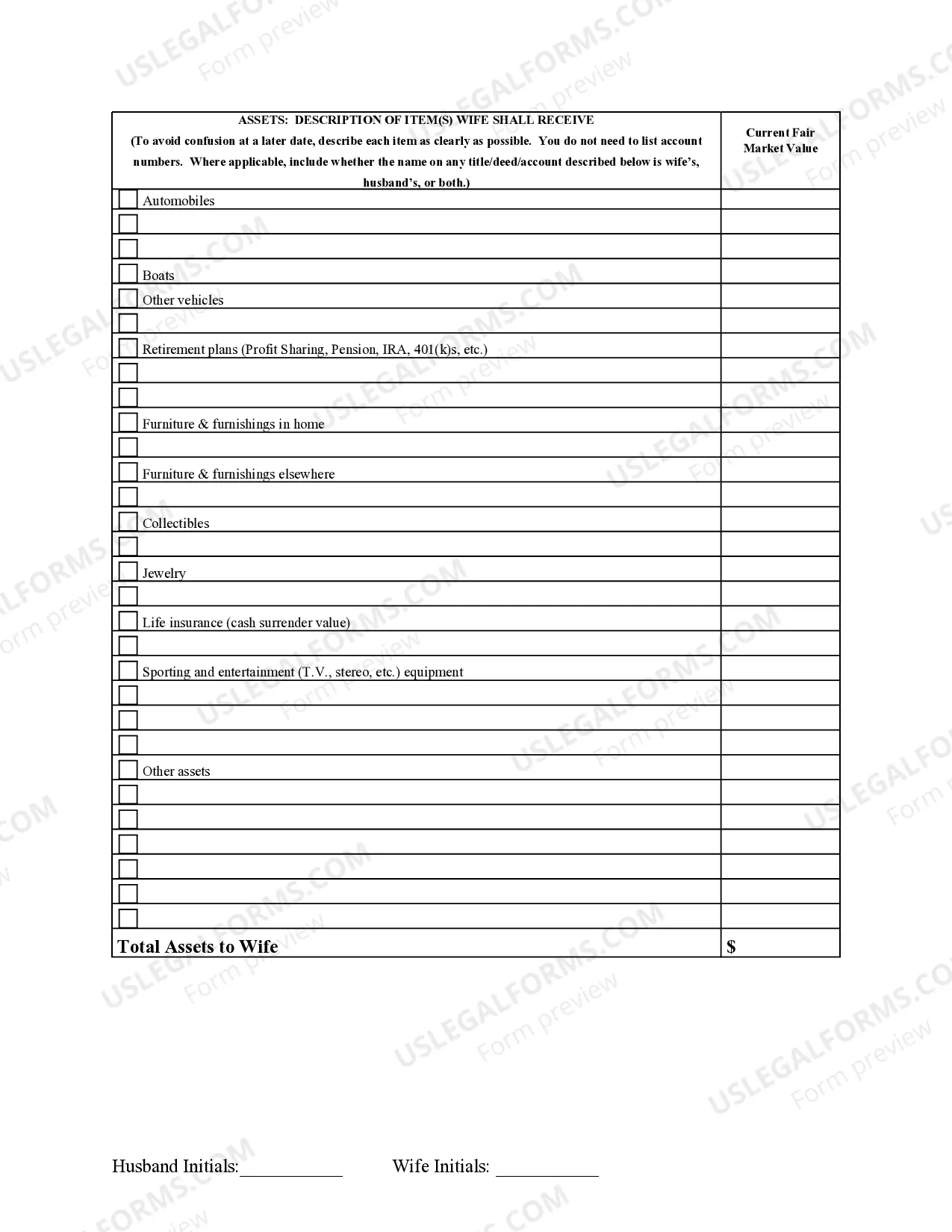 Preview Marital Domestic Separation and Property Settlement Agreement no Children parties may have Joint Property or Debts where Divorce Action Filed