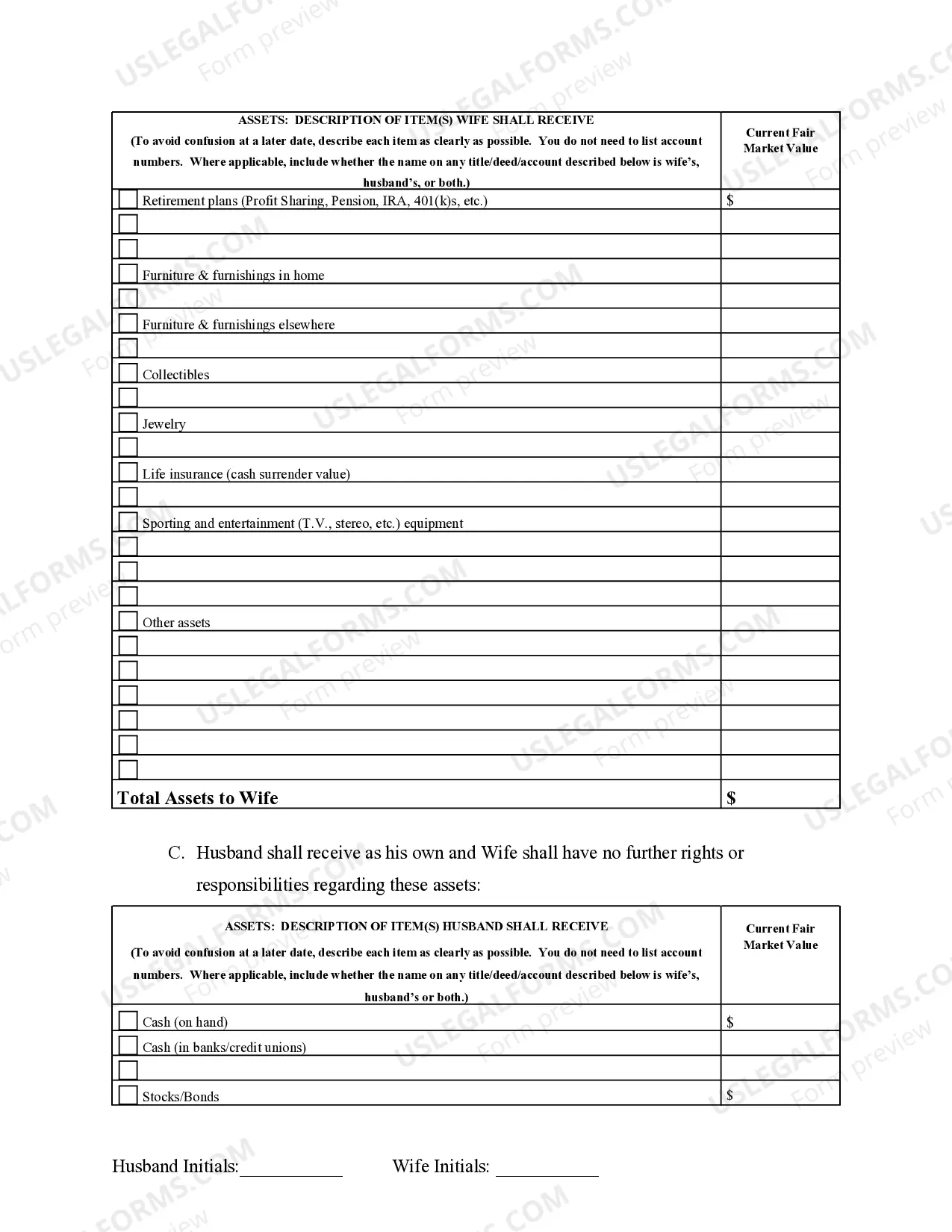 Preview Marital Domestic Separation and Property Settlement Agreement no Children parties may have Joint Property or Debts Effective Immediately
