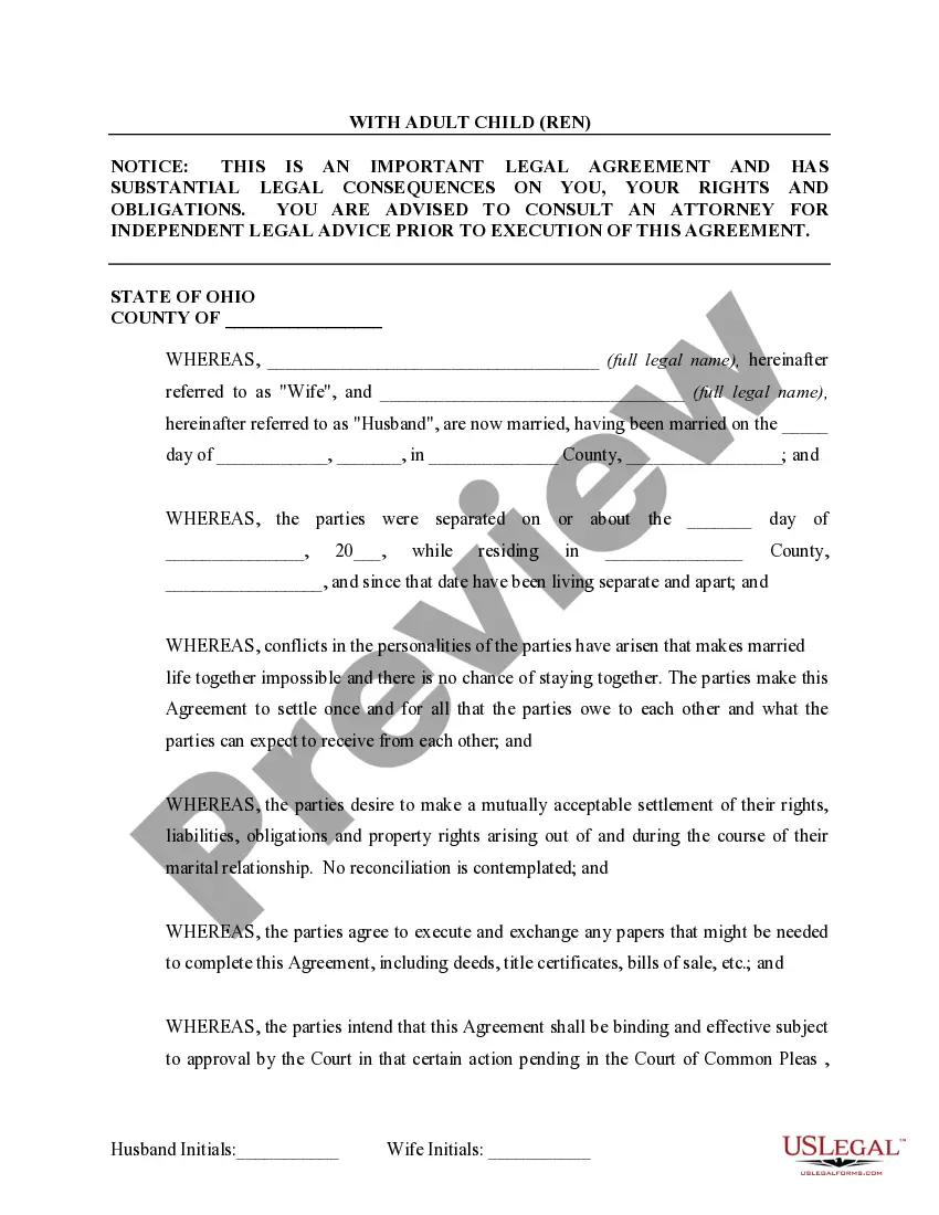 Preview Marital Domestic Separation and Property Settlement Agreement Adult Children Parties May have Joint Property or Debts where Divorce Action Filed