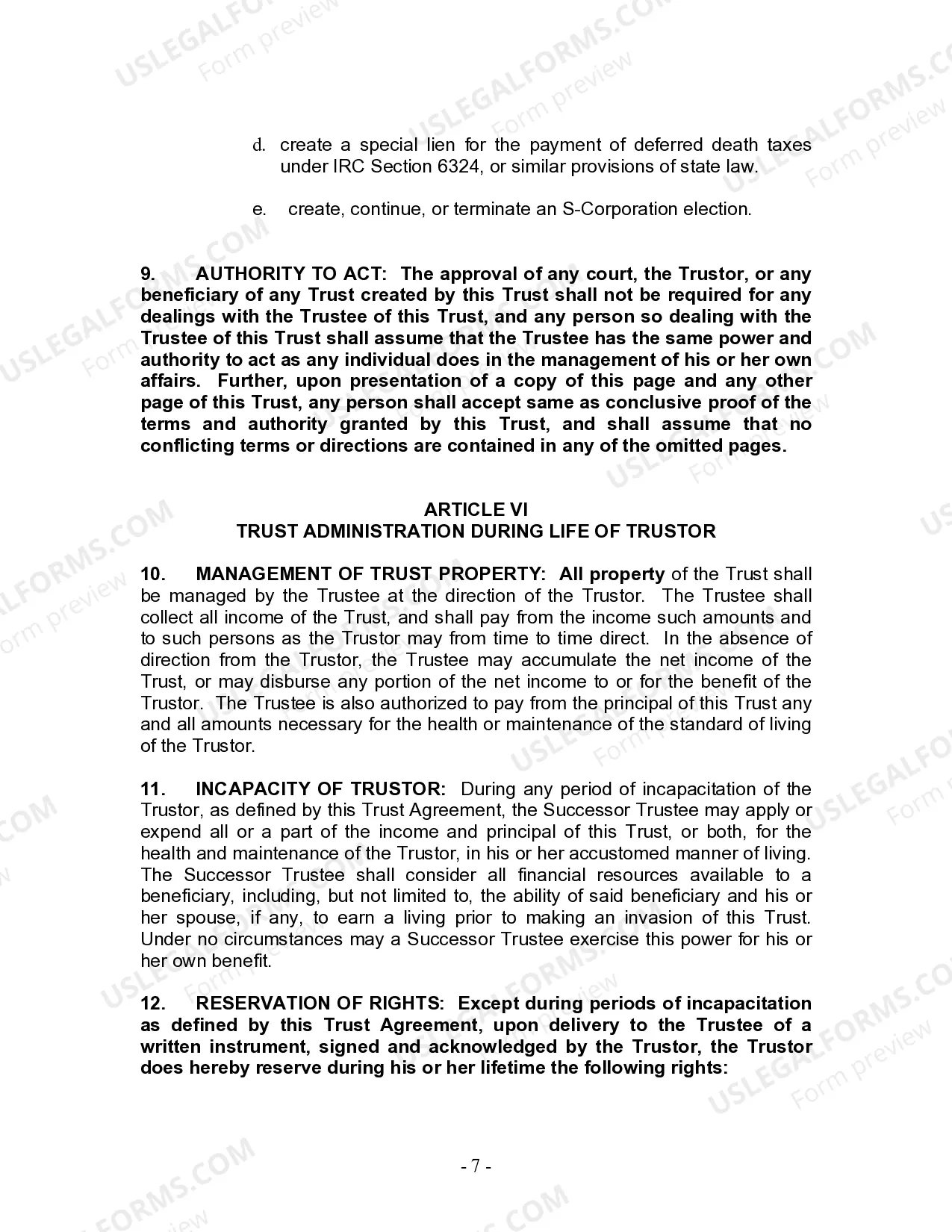 Preview Revocable Living Trust for Husband and Wife with No Children