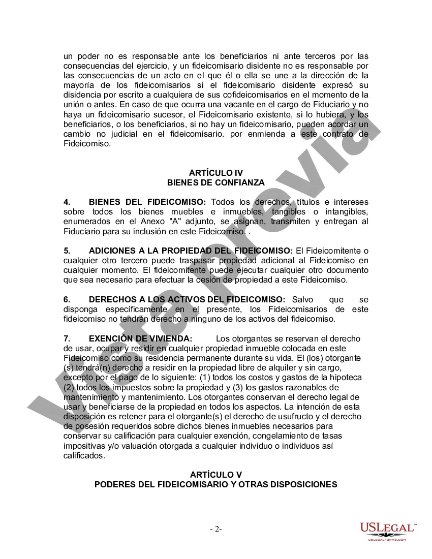 Preview Fideicomiso en Vida para Individuos Solteros, Divorciados o Viudos (o Viudos) sin Hijos