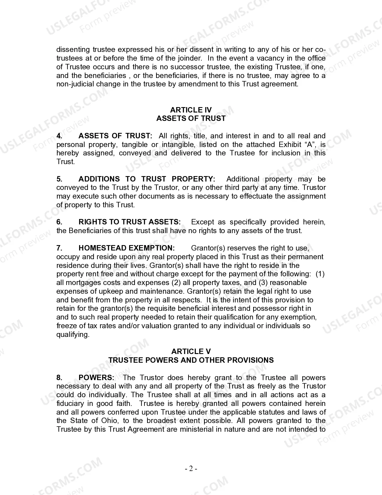 Preview Living Trust for Individual Who is Single, Divorced or Widow (or Widower) with No Children