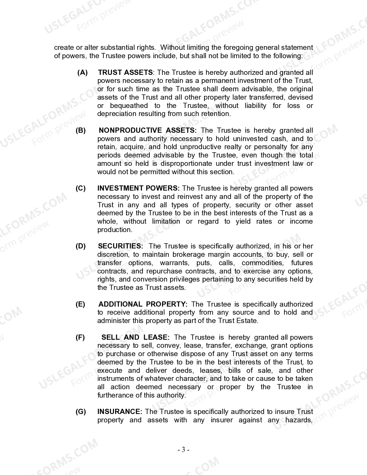 Preview Living Trust for Individual Who is Single, Divorced or Widow (or Widower) with No Children