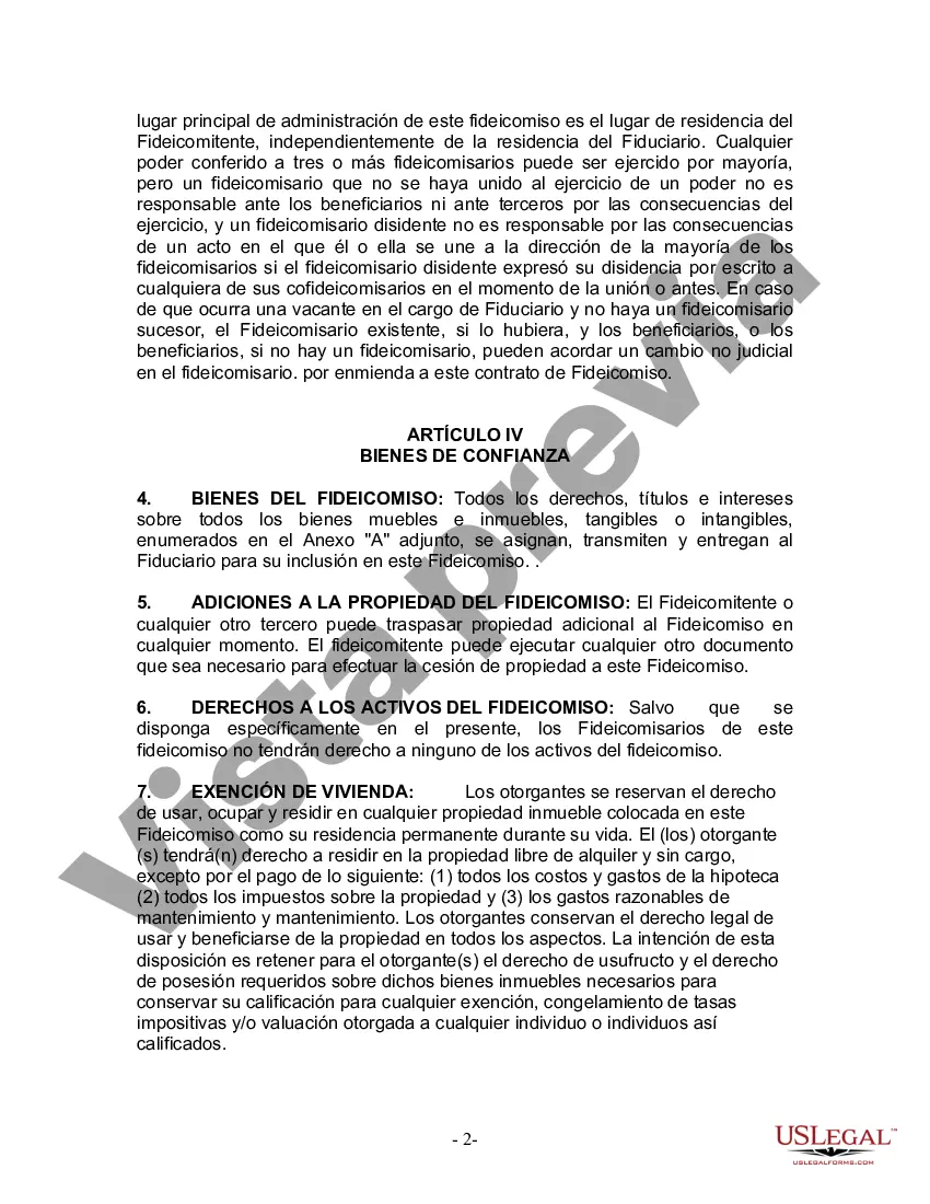 Preview Fideicomiso en Vida para Individuos Solteros, Divorciados o Viudos (o Viudos) con Hijos