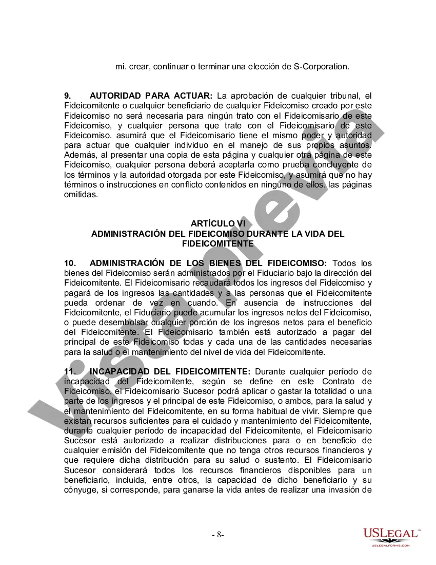 Preview Fideicomiso en Vida para Individuos Solteros, Divorciados o Viudos (o Viudos) con Hijos